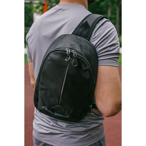 Рюкзак HEIKKI SPORTING (ХЕЙКИ) на одно плечо, эргономичный, черный, 37x23x10см, 273905