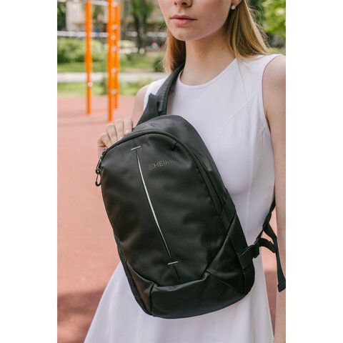 Рюкзак HEIKKI SPORTING (ХЕЙКИ) на одно плечо, эргономичный, черный, 37x23x10см, 273905