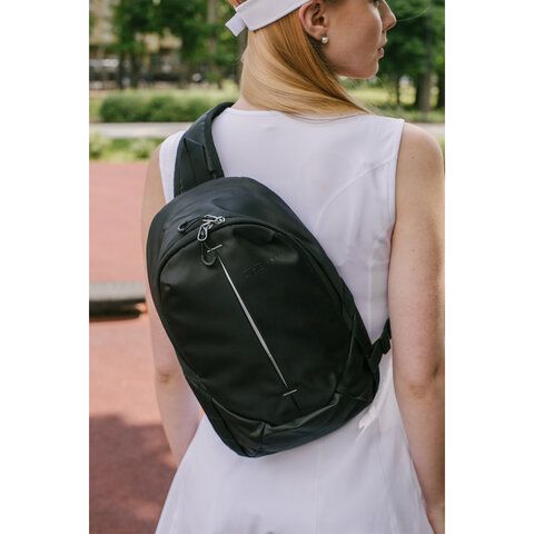 Рюкзак HEIKKI SPORTING (ХЕЙКИ) на одно плечо, эргономичный, черный, 37x23x10см, 273905