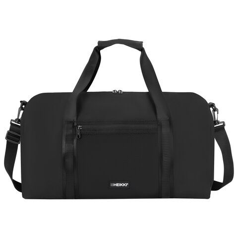Сумка спортивная HEIKKI WORKOUT (ХЕЙКИ), карман на молнии, черная, 28x51x25 см, 273916