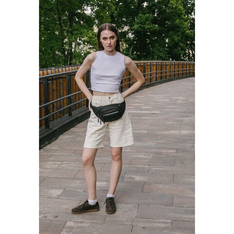 РЕЗЕРВ Сумка на пояс PROMPT, два отделения, светоотражающая молния, черная, 35х13,5х4, 273922