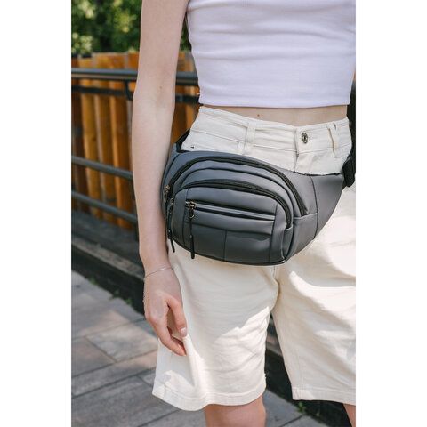 РЕЗЕРВ Сумка на пояс PROMPT, два отделения, светоотражающая молния, серая, 35х13,5х4, 273925