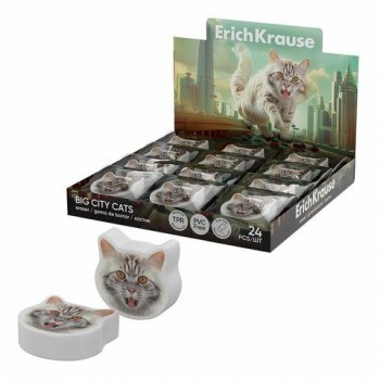 Ластик фигурный ERICH KRAUSE 24 шт. "Big City Cats", 25,6х25,3х7 мм, 63061