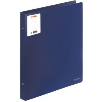 Папка на 4 кольцах БОЛЬШОГО ФОРМАТА А3, ВЕРТИКАЛЬНАЯ, 30 мм, до 250 листов, синяя, 0,8 мм, STAFF, 273999