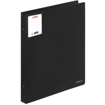 Папка на 4 кольцах БОЛЬШОГО ФОРМАТА А3, ВЕРТИКАЛЬНАЯ, 30 мм, до 250 листов, черная, 0,8 мм, STAFF, 274004