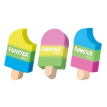 Ластик фигурный FUNSTER 18 шт. (ФАНСТЕР) "АЙСКРИМ", 55х29х12 мм, цвета ассорти, экологичный ПВХ, пакет, 274015