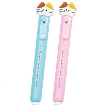 Ластик выдвижной с топпером FUNSTER 30 шт. (ФАНСТЕР) "КОТЁНОК", 125х12х12 мм, пастельные цвета корпуса ассорти, 274020