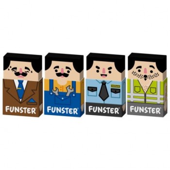 Ластик изменяющийся FUNSTER 24 шт. (ФАНСТЕР) "ЛЫСЫЙ МЭН", 50х30х12 мм, картонный держатель, ассорти, 274022