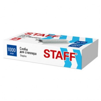 Скобы для степлера №10, 1000 штук, STAFF 100 шт. ECO, до 20 листов, 274044