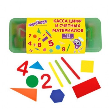 Набор счетных материалов мозаика, пенал, 132 элемента, ЮНЛАНДИЯ, 274055