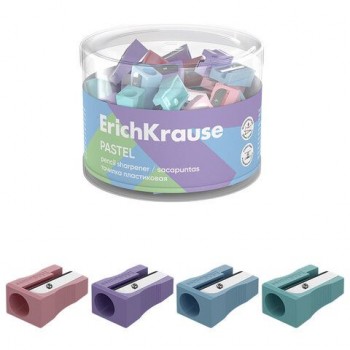 Точилка ERICH KRAUSE 60 шт. EasySharp Pastel, клиновидная, корпус ассорти, 63782