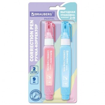 Ручка-корректор 9 мл ВЫГОДНАЯ УПАКОВКА, КОМПЛЕКТ 2 штуки, BRAUBERG 12 шт. Pastel, 274233