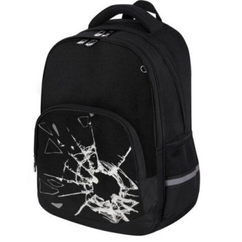 Рюкзак BRAUBERG SOFT, 2 отделения, 3 кармана, "Broken glass", СВЕТЯЩИЙСЯ, 40х31х15 см, 274402
