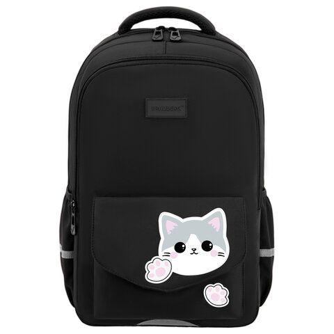 Рюкзак BRAUBERG STYLE, 2 отделения, 4 кармана, "Hey all", черный, 40х26х15 см, 274410