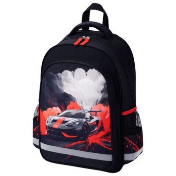 Рюкзак ПИФАГОР SCHOOL, 1 отделение, 3 кармана, "Revving car", 38x28х14 см, 274439