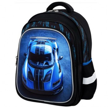 Рюкзак SNOOBAG (СНУБЭГ) FLOSSY, 2 отделения, 3 кармана, "Striped car", 3D-панель, 40х28х18 см, 274442