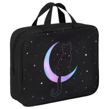 Папка на молнии с ручками BRAUBERG А4, 1 отделение, полиэстер, 80 мм, "Night moon cat", 274502
