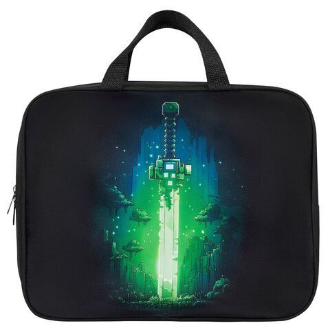 Папка на молнии с ручками BRAUBERG KIDS А4, 1 отделение, полиэстер, 80 мм, "Neon sword", 274514