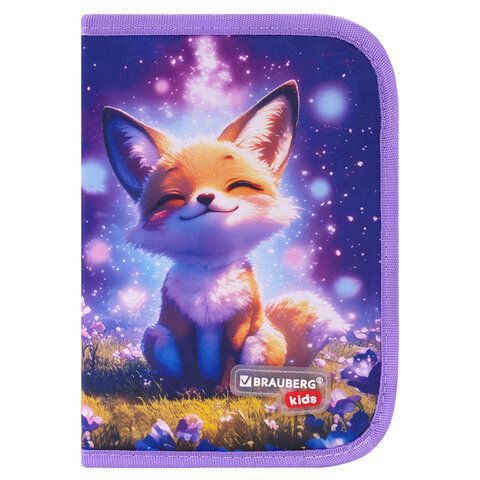 Пенал BRAUBERG KIDS, 1 отделение, 2 откидные планки, 21х14 см, "Chilling fox", 274544