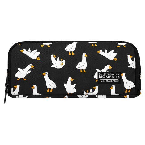 Пенал-органайзер BRAUBERG, 2 откидные планки, полиэстер, 23x9х7 см, "Geese print", 274610
