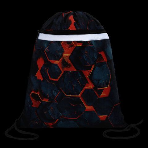 Мешок для обуви BRAUBERG, светоотражающая полоса, 2 отделения, 46х36 см, "Lava blocks", 274635