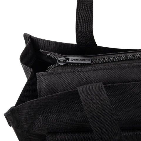 Сумка-шоппер BRAUBERG KIDS для дополнительных занятий, с дополнительными карманами, "Black", 274652