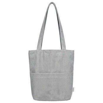 Сумка шоппер HEIKKI (ХЕЙКИ), вельвет, 2 кармана, подкладка, 36х36х10 см, Gray, 274654