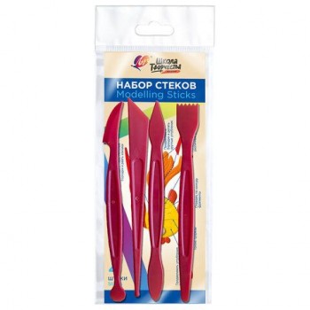 Стеки для лепки и моделирования, пластиковые НАБОР 4шт, ЛУЧ 30 шт. "Школа творчества", 32С 2096-08