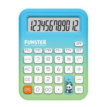 Калькулятор настольный FUNSTER (ФАНСТЕР) FS-12-GRBL (127х96 мм), "ПАНДА",12 разрядов, ЗЕЛЕНЫЙ/ГОЛУБОЙ, 274843