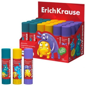 Клей-карандаш ERICH KRAUSE 24 шт. EasyStick Jolly Friends, 13 г, ассорти, 60910
