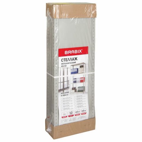 Стеллаж металлический BRABIX "MS KD-180/40/70-4", 1800х700х400 мм, 4 полки, компактная упаковка, 291113, S240BR124402