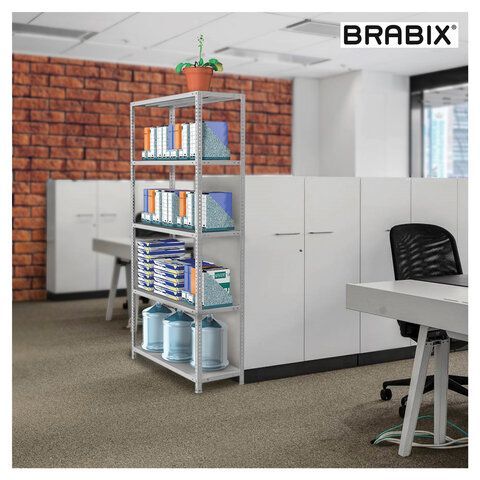 Стеллаж металлический BRABIX "MS KD-195/30-5", 1950х1000х300 мм, 5 полок, сборная стойка, 291118, S240BR243502