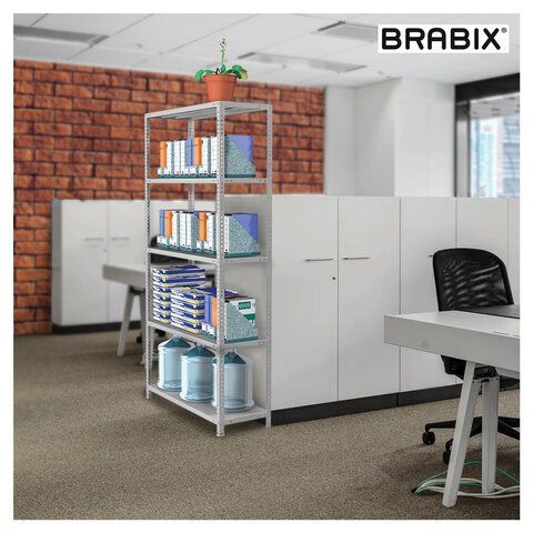 Стеллаж металлический BRABIX "MS KD-195/60-5", 1950х1000х600 мм, 5 полок, сборная стойка, 291121, S240BR246502