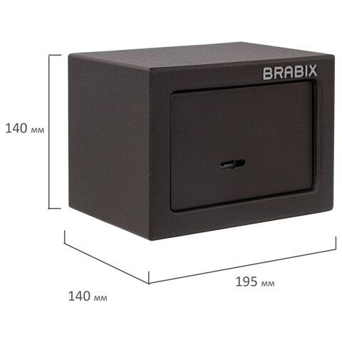 Сейф мебельный BRABIX &quot;SF-140KL&quot;, 140х195х140 мм, ключевой замок, черный, 291140, S103BR210114