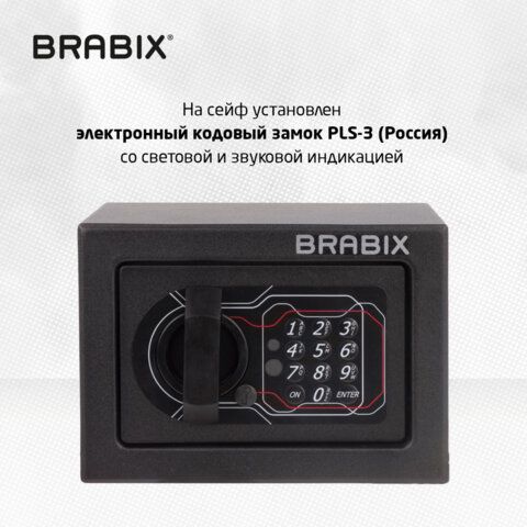 Сейф мебельный BRABIX &quot;SF-140EL&quot;, 140х195х140 мм, электронный замок, черный, 291141, S103BR210214