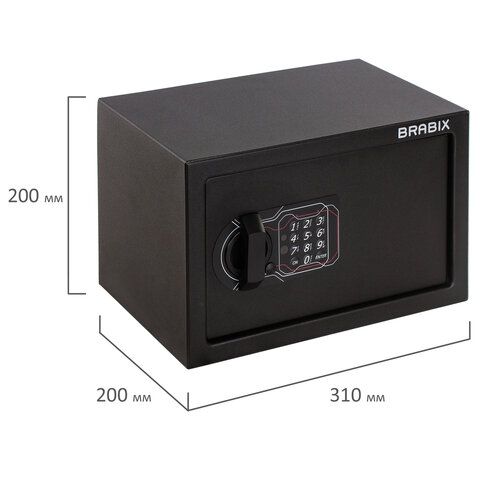 Сейф мебельный BRABIX &quot;SF-200EL&quot;, 200х310х200 мм, электронный замок, черный, 291145, S103BR211214
