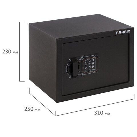 Сейф мебельный BRABIX &quot;SF-230EL&quot;, 230х310х250 мм, электронный замок, черный, 291147, S103BR211614