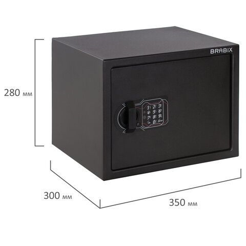Сейф мебельный BRABIX &quot;SF-280EL&quot;, 280х350х300 мм, электронный замок, черный, 291149, S103BR212414