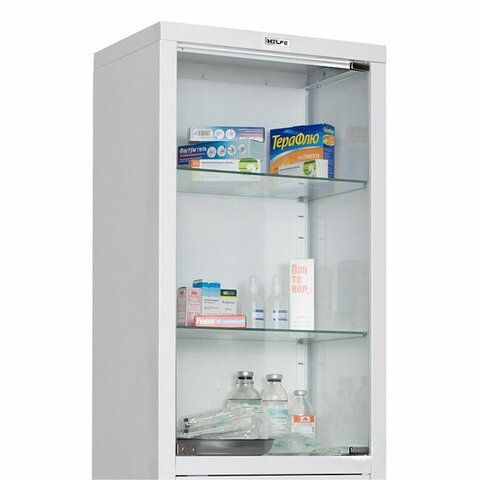 Шкаф медицинский 1-створчатый HILFE &quot;МД 1 1760/SG&quot; 1850х600х400 мм, стекло, белый, S26199204509