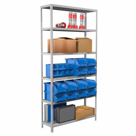 Стеллаж металлический BRABIX &quot;MS 220/30-6&quot;, 2200*1000*300 мм, 6 полок, 291373