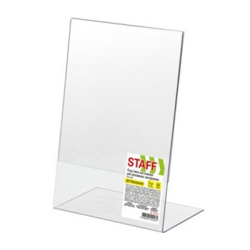 Подставка настольная для рекламных материалов МАЛОГО ФОРМАТА (150х210 мм) А5, одностороняя, вертикальная, STAFF, 291393
