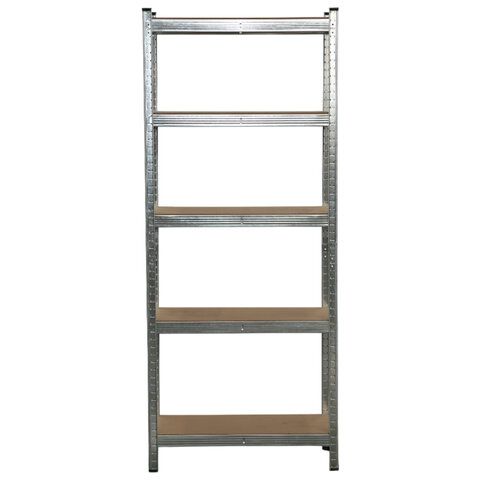 Стеллаж металлический BOOMHOUSE (БУМХАУС) безболтовой, в1800*ш750*г350мм, 5 полок МДФ, серебристый, 291411