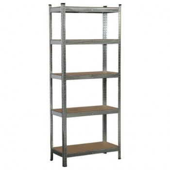 Стеллаж металлический BOOMHOUSE (БУМХАУС) безболтовой, в1800*ш750*г350мм, 5 полок МДФ, серебристый, 291411