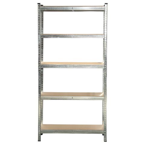 Стеллаж металлический BOOMHOUSE (БУМХАУС) безболтовой, в1800*ш900*г400мм, 5 полок МДФ, серебристый, 291412