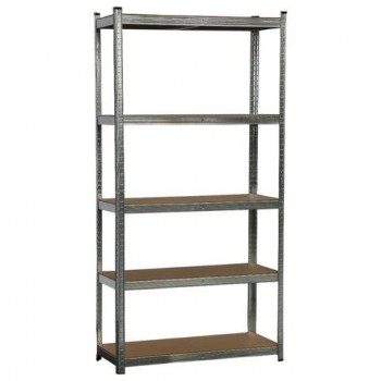 Стеллаж металлический BOOMHOUSE (БУМХАУС) безболтовой, в2000*ш1000*г400мм, 5 полок МДФ, серебристый, 291414