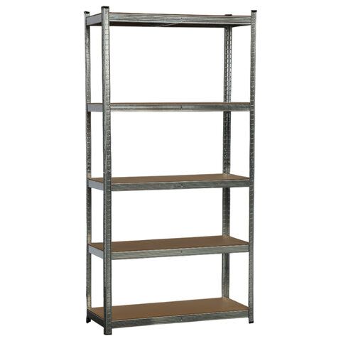 Стеллаж металлический BOOMHOUSE (БУМХАУС) безболтовой, в2000*ш1000*г400мм, 5 полок МДФ, серебристый, 291414