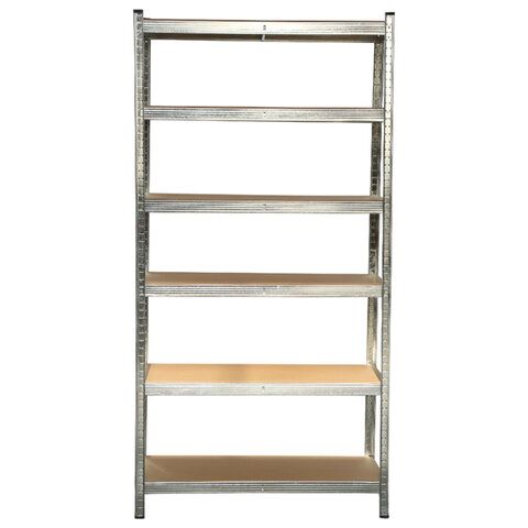 Стеллаж металлический BOOMHOUSE (БУМХАУС) безболтовой, в2000*ш1000*г500мм, 6 полок МДФ, серебристый, 291416