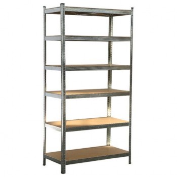 Стеллаж металлический BOOMHOUSE (БУМХАУС) безболтовой, в2000*ш1000*г500мм, 6 полок МДФ, серебристый, 291416