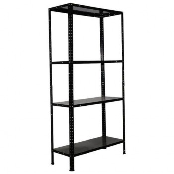 Стеллаж металл BOOMHOUSE (БУМХАУС) в1500*ш750*г300мм, 4 полки, нагрузка на стеллаж до 120 кг, черный, 291420