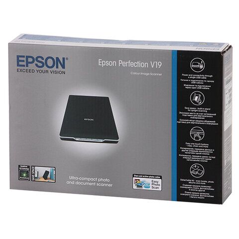 Сканер планшетный EPSON Perfection V19 А4, 10,4 сек, 4800x4800, B11B231401